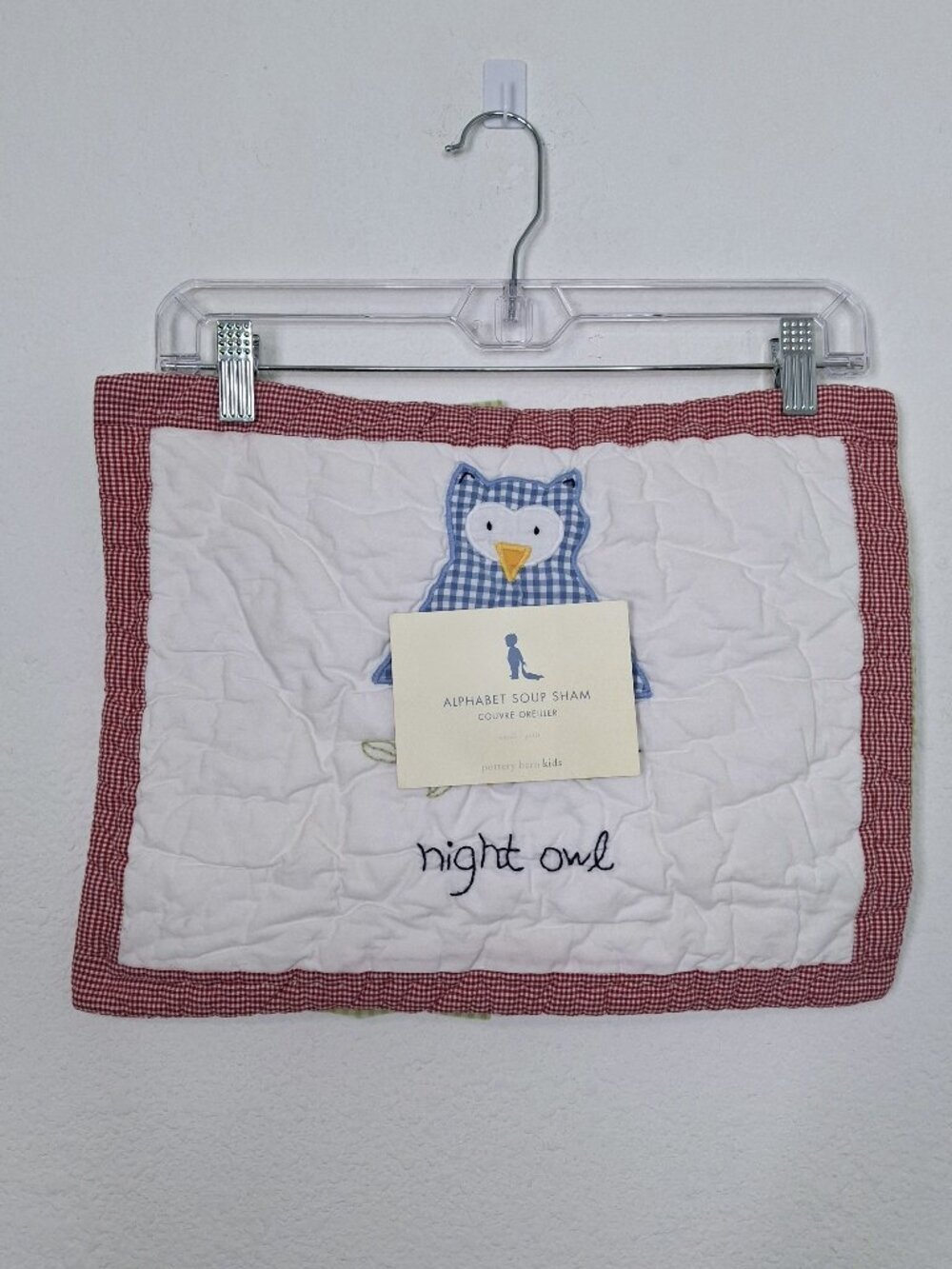 Pottery Barn Kids Alphabet Soup Sham Sz Small Night Owl Quilted 100% Cotton
